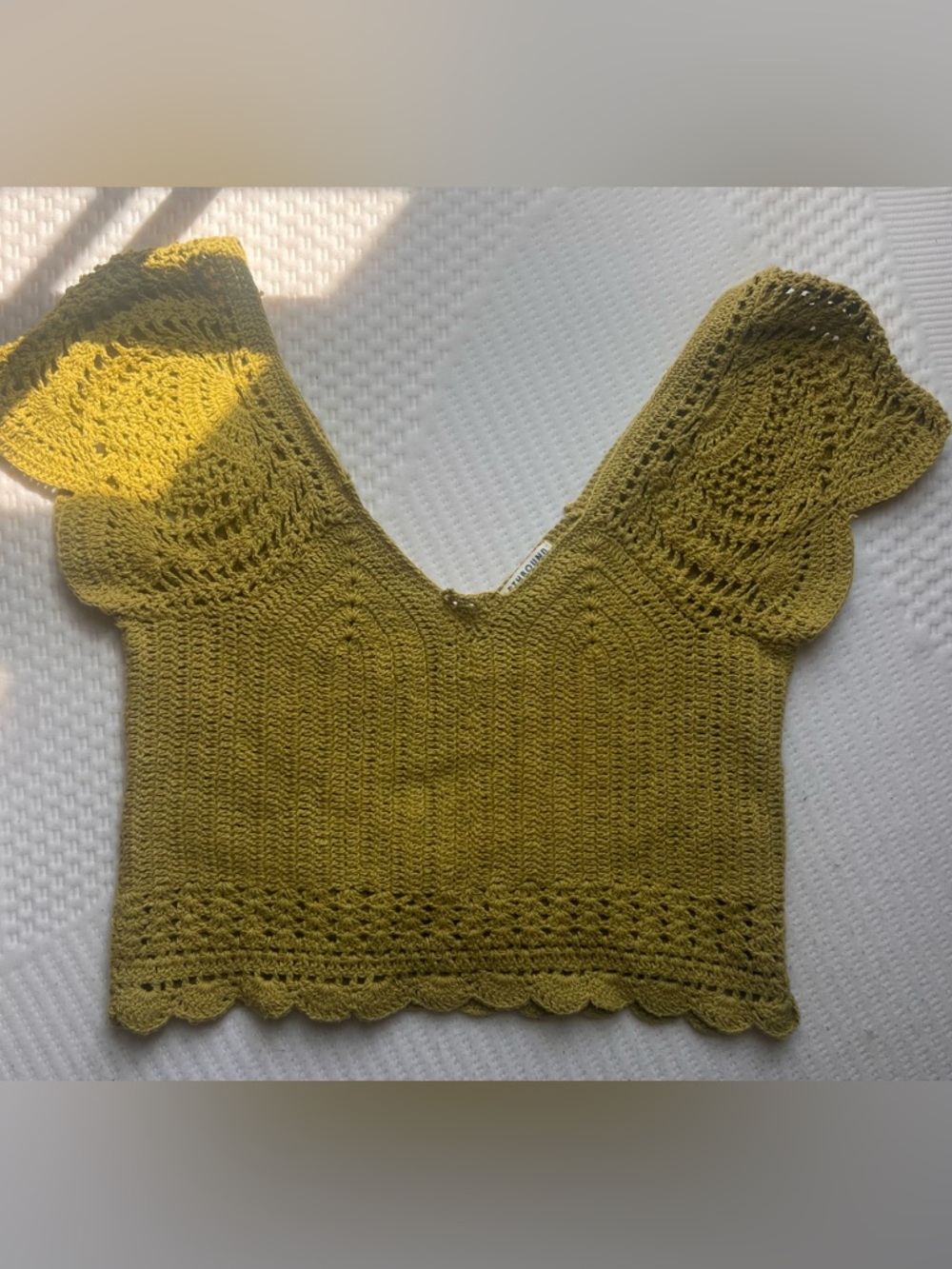 Green Crochet Knit Crop Top